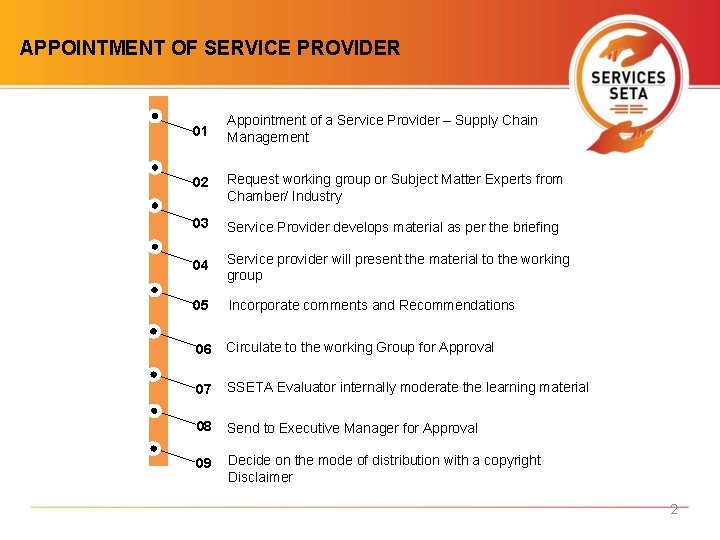 APPOINTMENT OF SERVICE PROVIDER 01 Appointment of a Service Provider – Supply Chain Management APPOINTMENT OF SERVICE PROVIDER 01 Appointment of a Service Provider – Supply Chain Management