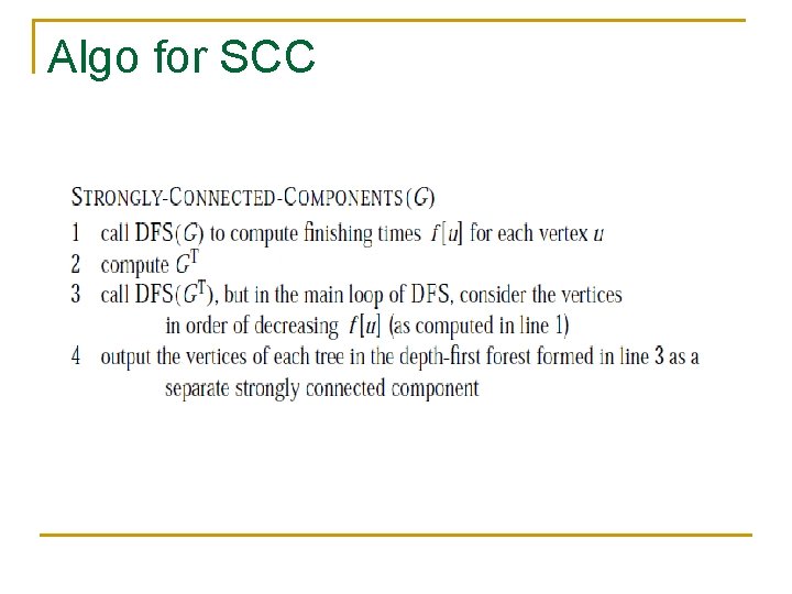 Algo for SCC Algo for SCC