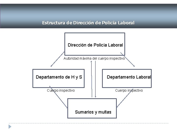 ESTRUCTURA DEL DEPARTAMENTODE POLICIA LABORAL Estructura Dirección de Policía Laboral El departamento dede policía