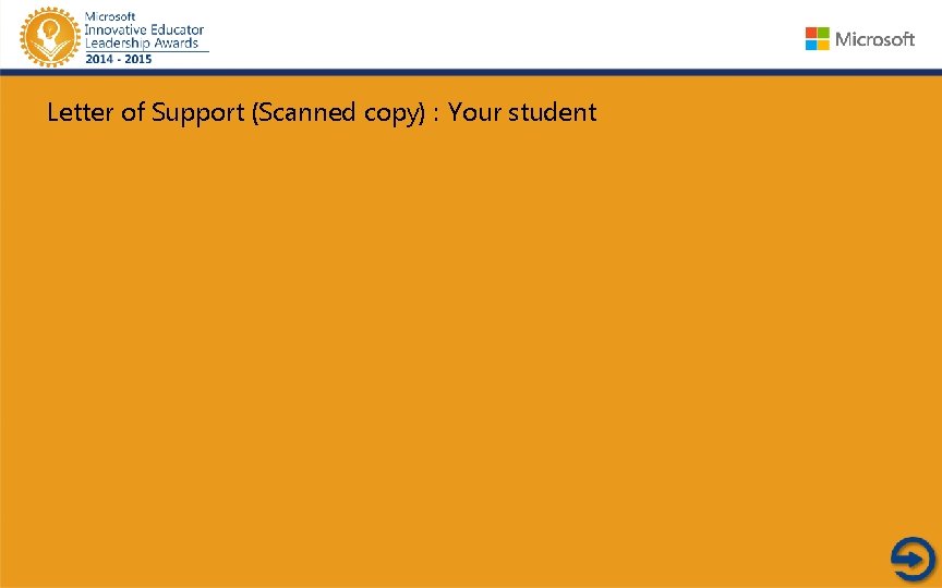 Letter of Support (Scanned copy) : Your student 