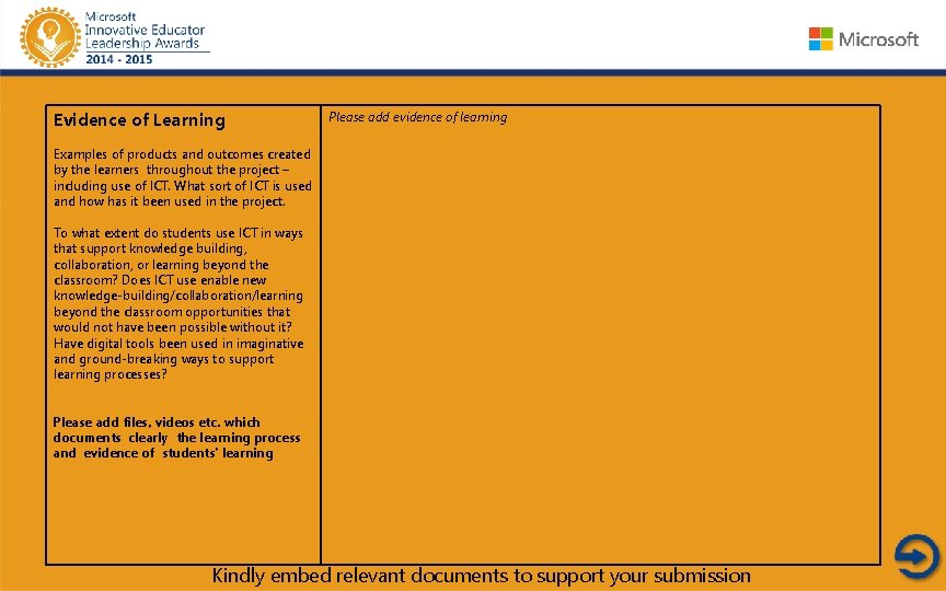 Evidence of Learning Please add evidence of learning Examples of products and outcomes created