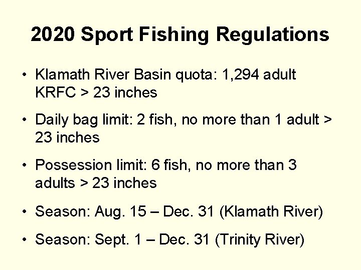 2021 Klamath River Basin Sport Fishing Regulations Fish