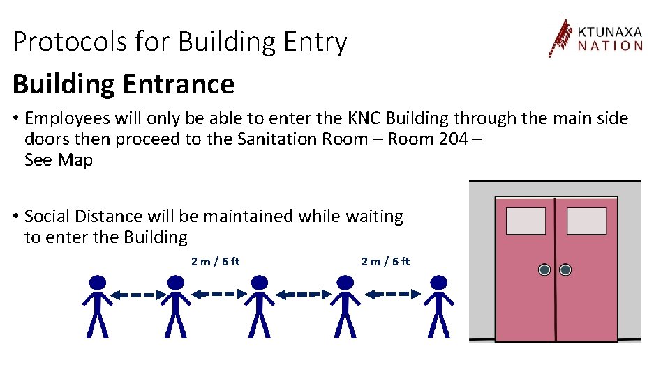 Protocols for Building Entry Building Entrance • Employees will only be able to enter