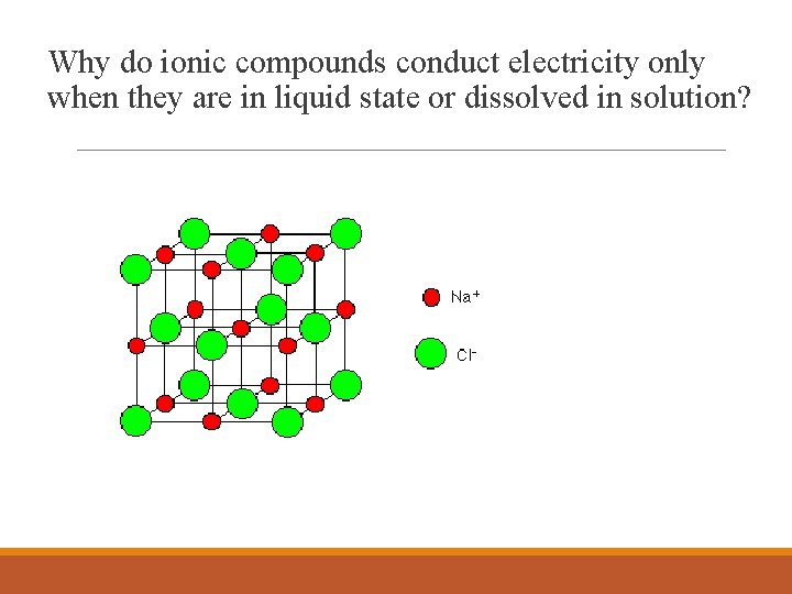 Why do ionic compounds conduct electricity only when they are in liquid state or