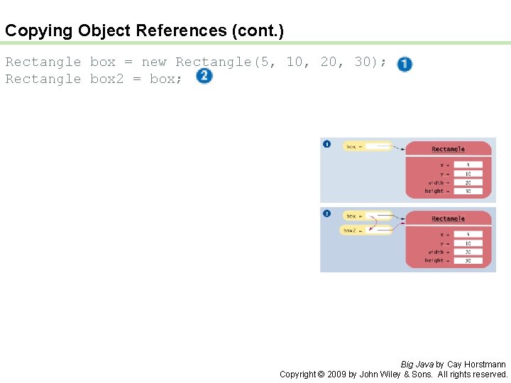 Copying Object References (cont. ) Rectangle box = new Rectangle(5, 10, 20, 30); Rectangle
