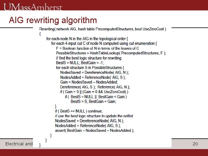 AIG rewriting algorithm Electrical and Computer Engineering 20 AIG rewriting algorithm Electrical and Computer Engineering 20