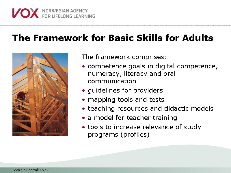 The Framework for Basic Skills for Adults The framework comprises: • competence goals in