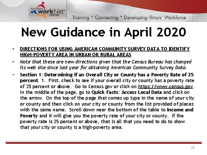 New Guidance in April 2020 • • • DIRECTIONS FOR USING AMERICAN COMMUNITY SURVEY