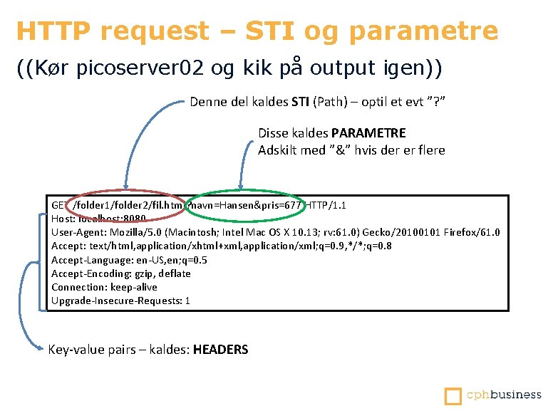 HTTP request – STI og parametre ((Kør picoserver 02 og kik på output igen))