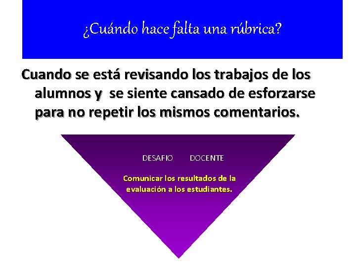 ¿Cuándo hace falta una rúbrica? Cuando se está revisando los trabajos de los alumnos