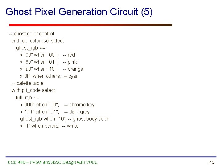 Ghost Pixel Generation Circuit (5) -- ghost color control with gc_color_sel select ghost_rgb <=