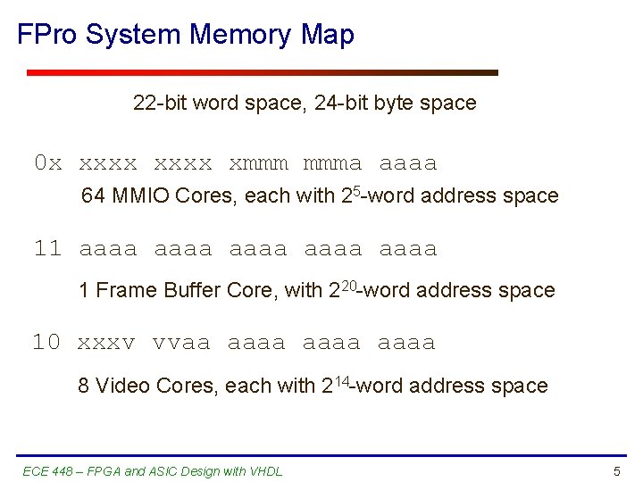 FPro System Memory Map 22 -bit word space, 24 -bit byte space 0 x