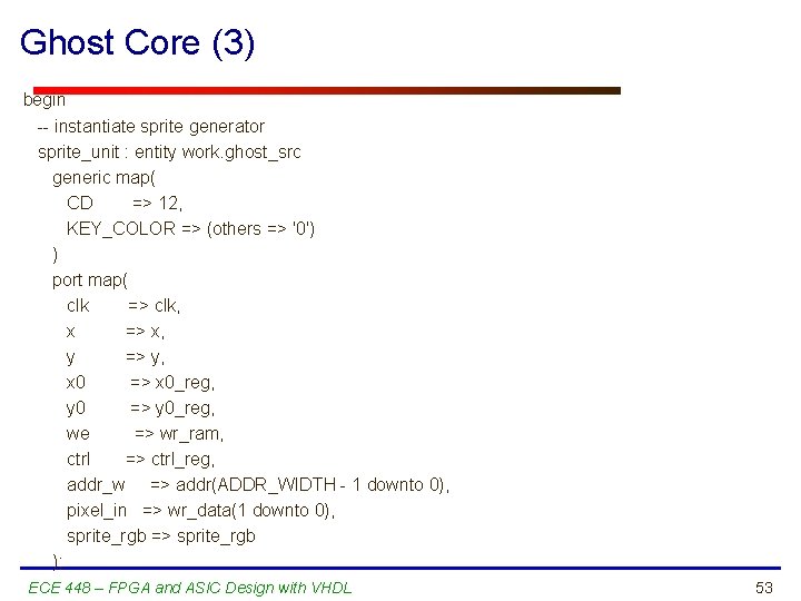 Ghost Core (3) begin -- instantiate sprite generator sprite_unit : entity work. ghost_src generic