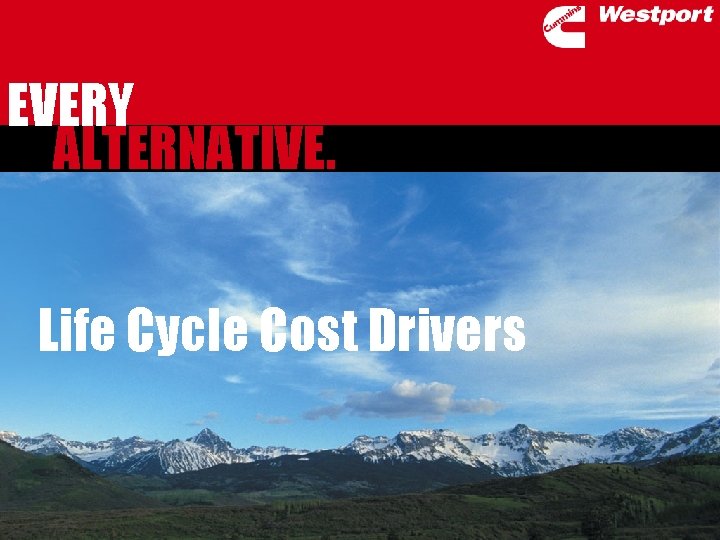 EVERY ALTERNATIVE. Life Cycle Cost Drivers 