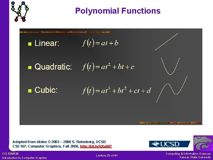 Polynomial Functions Adapted from slides © 2003 – 2006 S. Rotenberg, UCSD CSE 167: