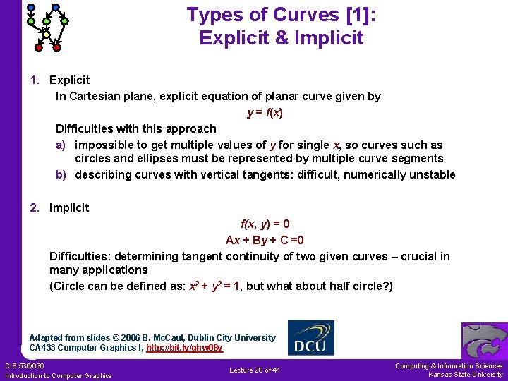 Types of Curves [1]: Explicit & Implicit 1. Explicit In Cartesian plane, explicit equation
