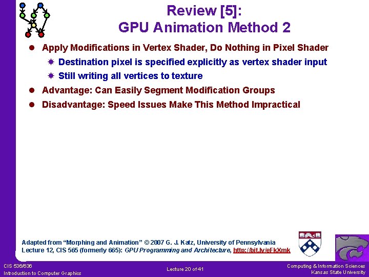 Review [5]: GPU Animation Method 2 l Apply Modifications in Vertex Shader, Do Nothing