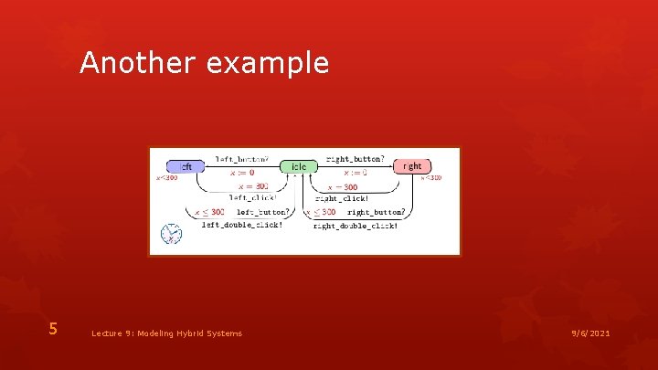 Another example 5 Lecture 9: Modeling Hybrid Systems 9/6/2021 