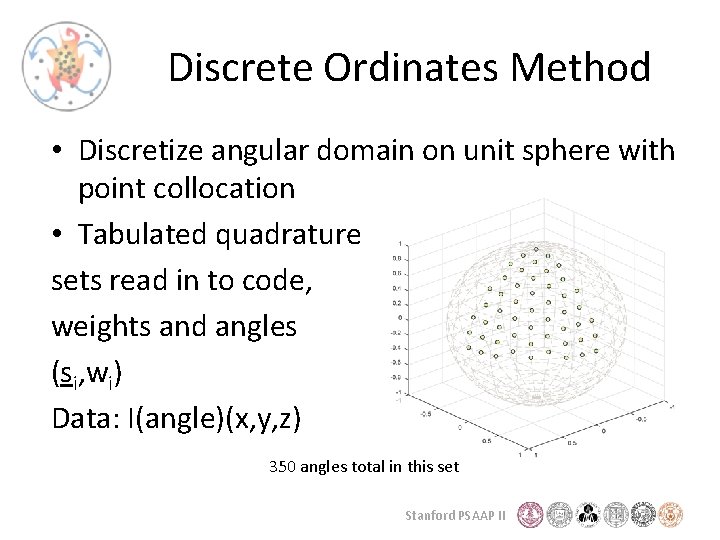 Discrete Ordinates Method • Discretize angular domain on unit sphere with point collocation •