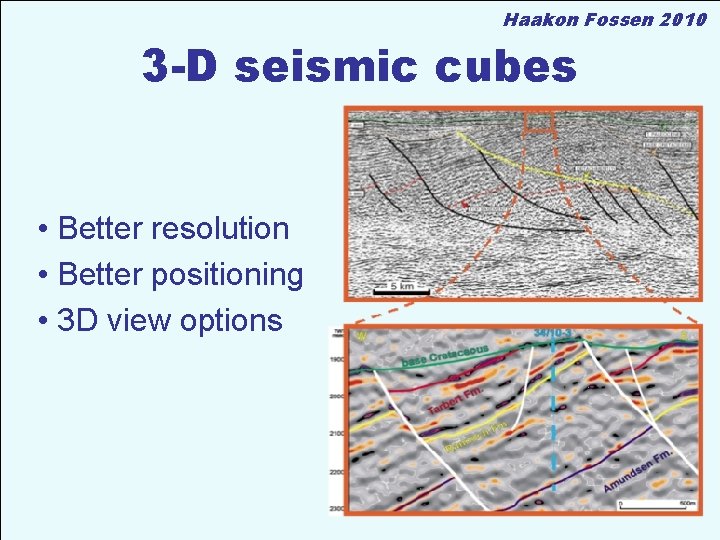 Haakon Fossen 2010 3 -D seismic cubes • Better resolution • Better positioning •