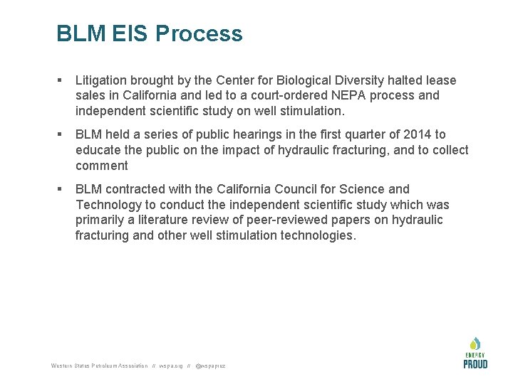 BLM EIS Process § Litigation brought by the Center for Biological Diversity halted lease