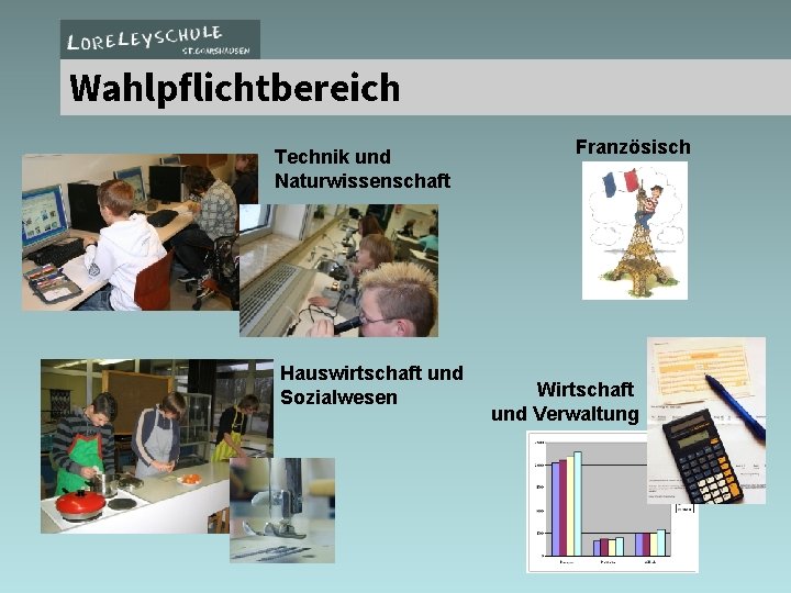 Wahlpflichtbereich Technik und Naturwissenschaft Hauswirtschaft und Sozialwesen Französisch Wirtschaft und Verwaltung 