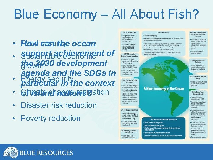 Blue Economy – All About Fish? Food can security • How the ocean achievement