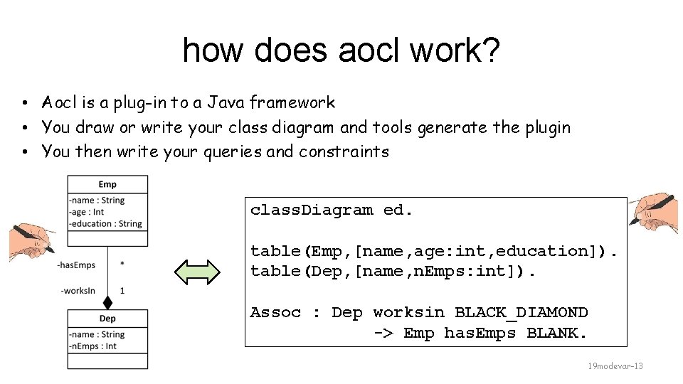 how does aocl work? • Aocl is a plug-in to a Java framework •