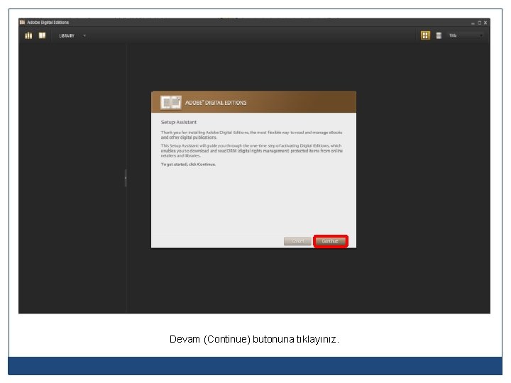 Devam (Continue) butonuna tıklayınız. 
