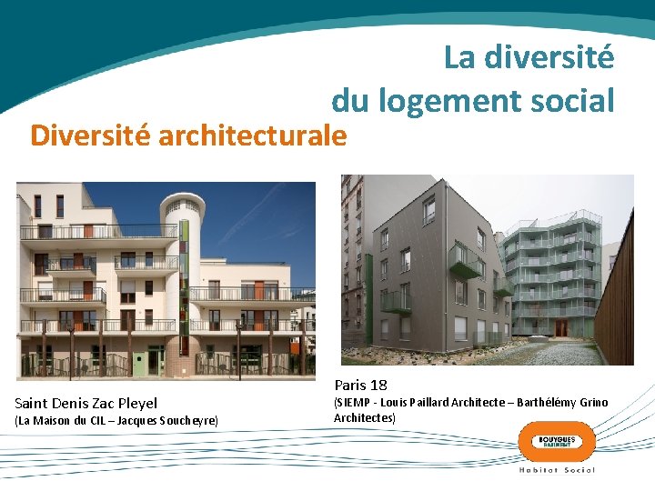 La diversité du logement social Diversité architecturale Saint Denis Zac Pleyel (La Maison du