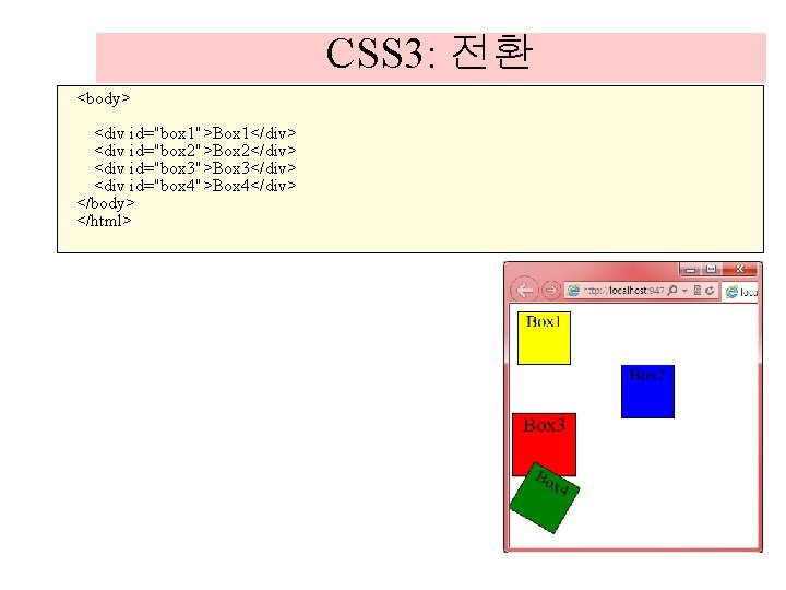 CSS 3: 전환 <body> <div id="box 1">Box 1</div> <div id="box 2">Box 2</div> <div id="box CSS 3: 전환 <body> <div id="box 1">Box 1</div> <div id="box 2">Box 2</div> <div id="box