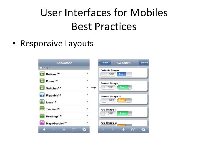 User Interfaces for Mobiles Best Practices • Responsive Layouts 