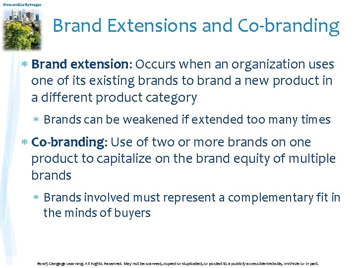 ©wecand/Getty. Images Brand Extensions and Co-branding Brand extension: Occurs when an organization uses one