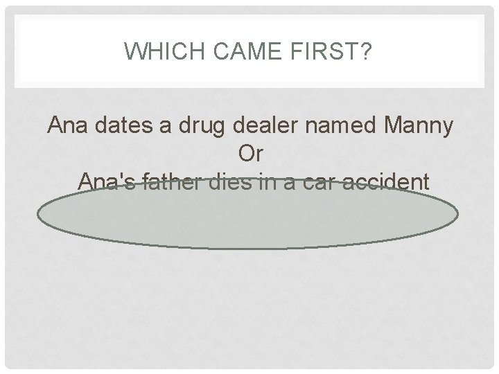 WHICH CAME FIRST? Ana dates a drug dealer named Manny Or Ana's father dies