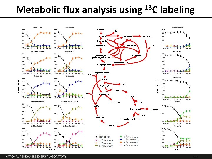 Metabolic flux analysis using 13 C labeling Glucose CO 2 Pentose-5 p Glucose-6 p