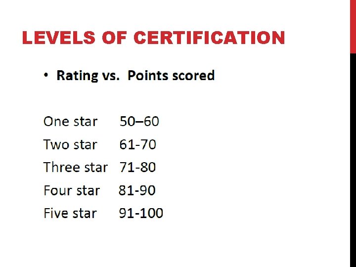 LEVELS OF CERTIFICATION 