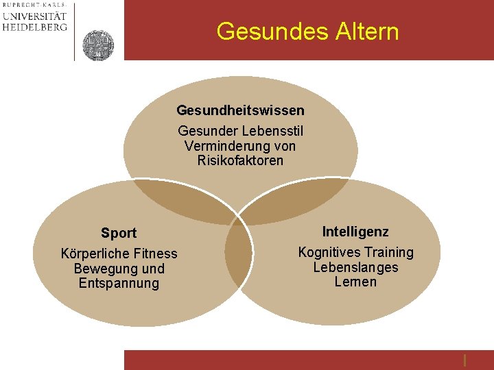 Gesundes Altern Gesundheitswissen Gesunder Lebensstil Verminderung von Risikofaktoren Sport Körperliche Fitness Bewegung und Entspannung