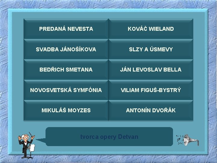 PREDANÁ NEVESTA KOVÁČ WIELAND SVADBA JÁNOŠÍKOVA SLZY A ÚSMEVY BEDŘICH SMETANA JÁN LEVOSLAV BELLA