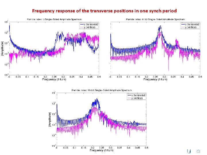 Frequency response of the transverse positions in one synch period 
