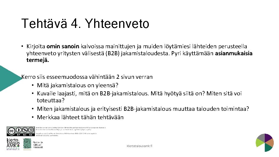 Tehtävä 4. Yhteenveto • Kirjoita omin sanoin kalvoissa mainittujen ja muiden löytämiesi lähteiden perusteella