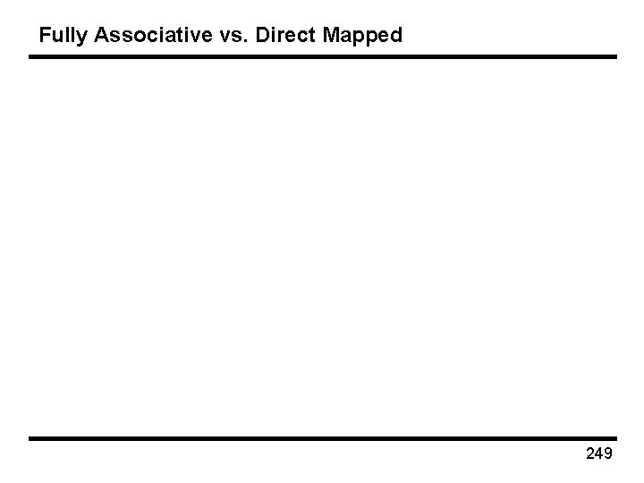 Fully Associative vs. Direct Mapped 249 