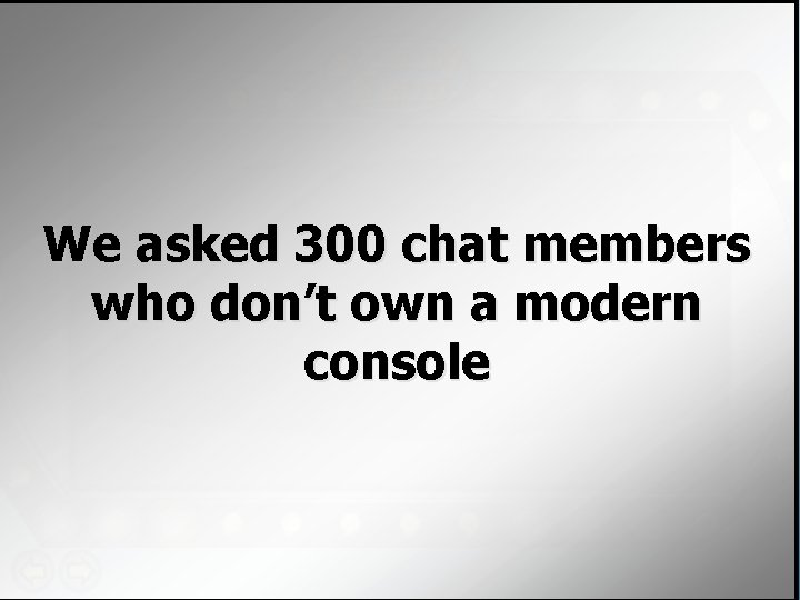 We asked 300 chat members who don’t own a modern console 