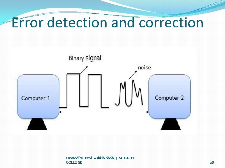 Error detection and correction Created by: Prof. Ashish Shah, J. M. PATEL COLLEGE 28