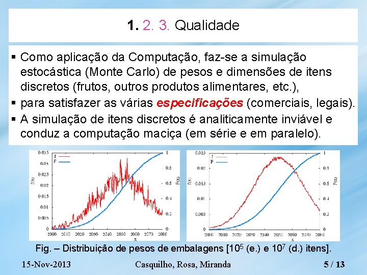 1. 2. 3. Qualidade Como aplicação da Computação, faz-se a simulação estocástica (Monte Carlo)