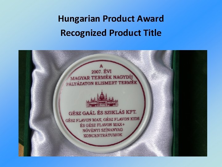 Hungarian Product Award Recognized Product Title 