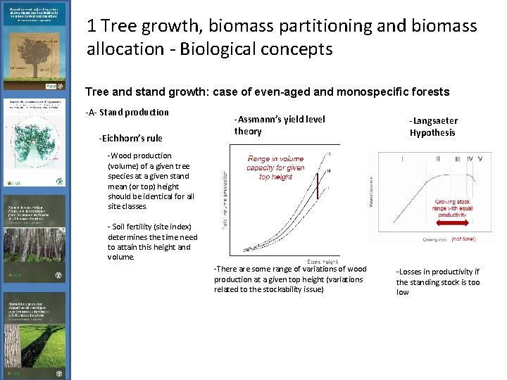 1 Tree growth, biomass partitioning and biomass allocation - Biological concepts Tree and stand