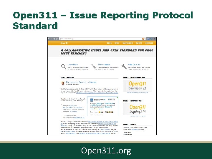 Open 311 – Issue Reporting Protocol Standard Open 311. org 