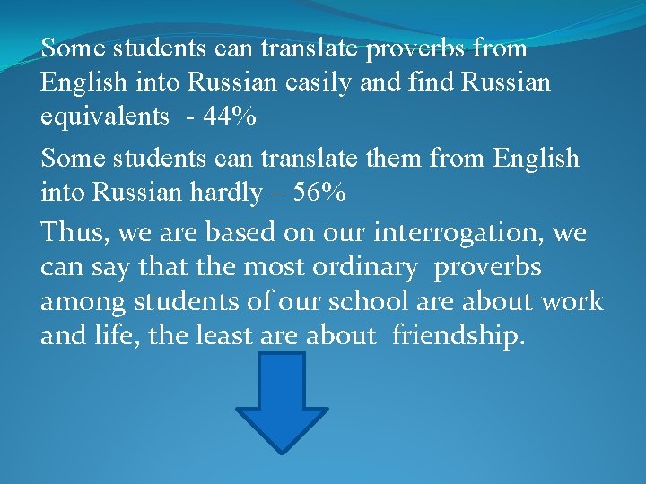 Some students can translate proverbs from English into Russian easily and find Russian equivalents