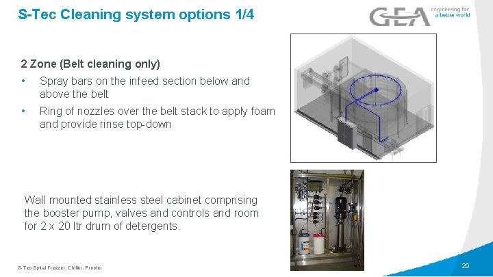 S-Tec Cleaning system options 1/4 2 Zone (Belt cleaning only) • Spray bars on