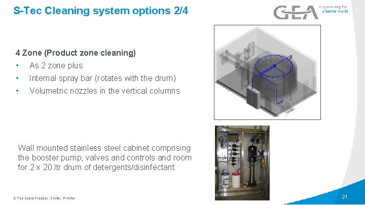 S-Tec Cleaning system options 2/4 4 Zone (Product zone cleaning) • • • As
